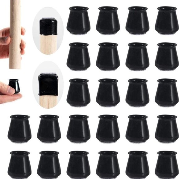 24 PCS Chair Leg Floor Protectors with Felt Bottom|Round&Square Silicone Caps - Picture 1 of 5